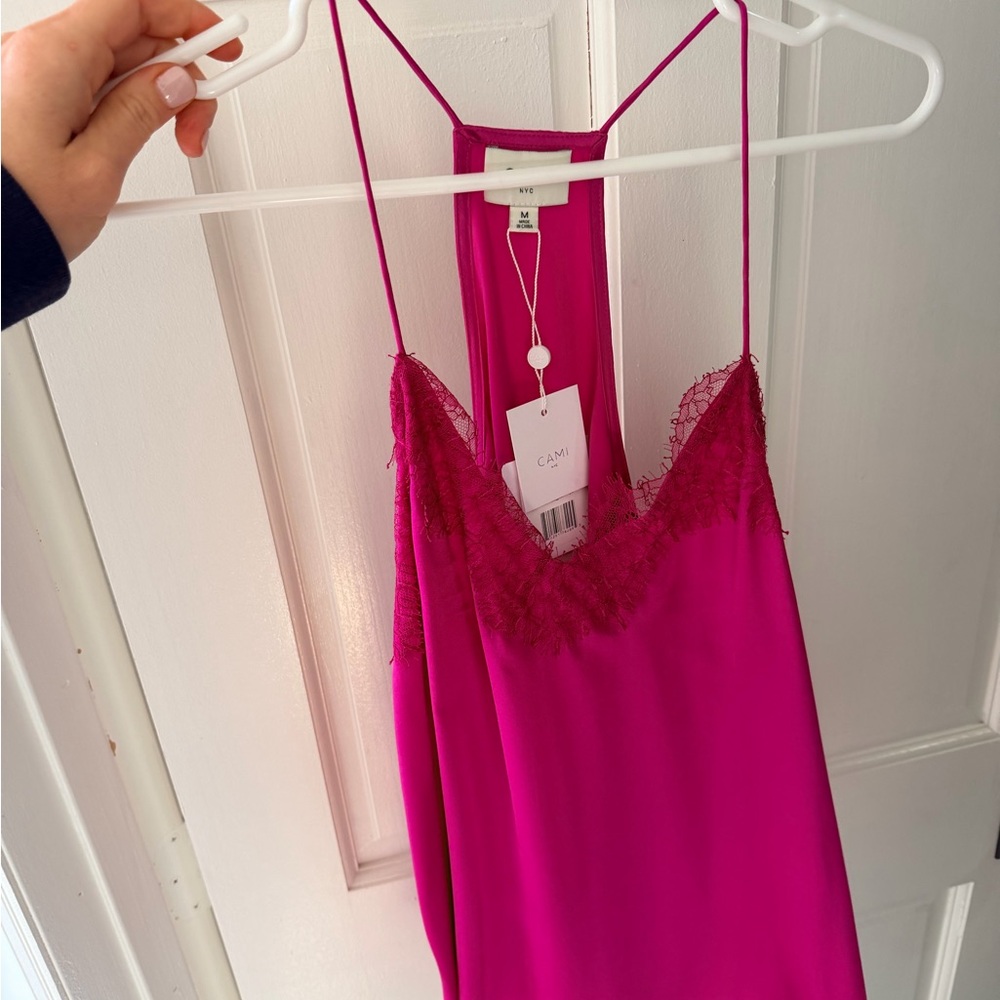 Cami NYC Fuchsia Lace Trim Chemise